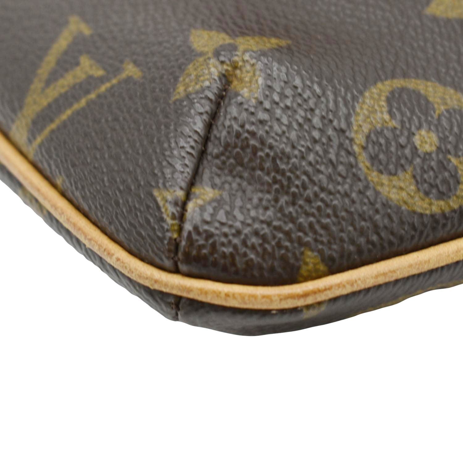 LOUIS VUITTON Partition Monogram Canvas Wristlet Clutch Bag Brown