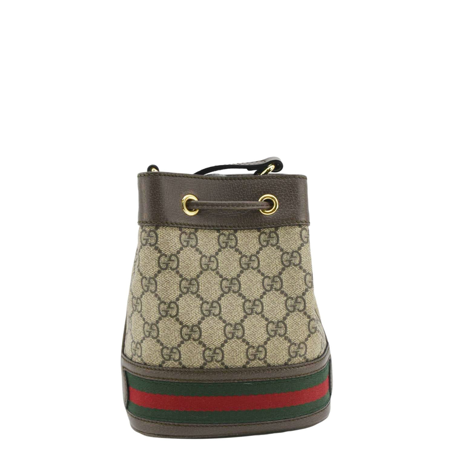 GUCCI Ophidia Mini Gucci Supreme Crossbody Bucket Bag Beige 550620