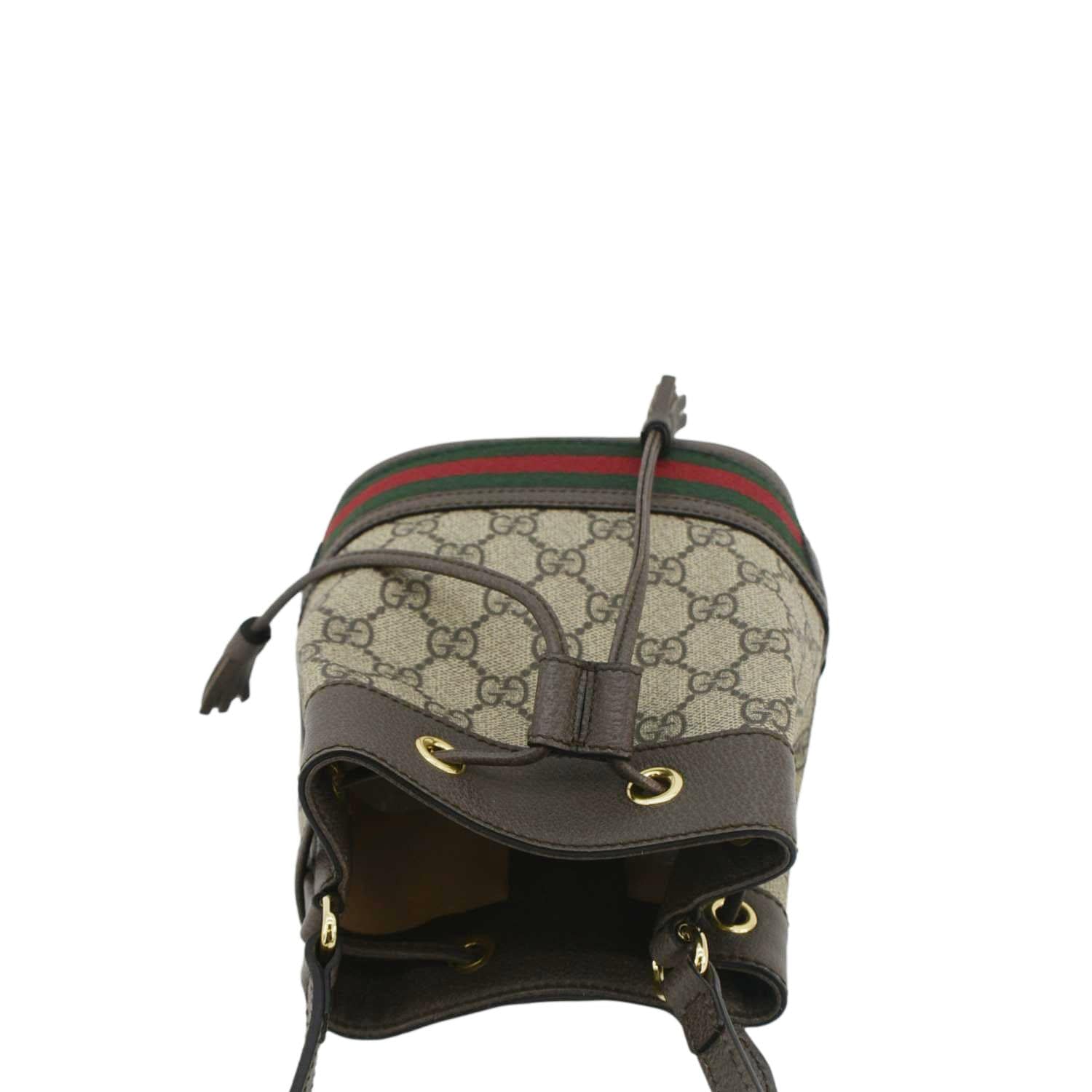 GUCCI Ophidia Mini Gucci Supreme Crossbody Bucket Bag Beige 550620