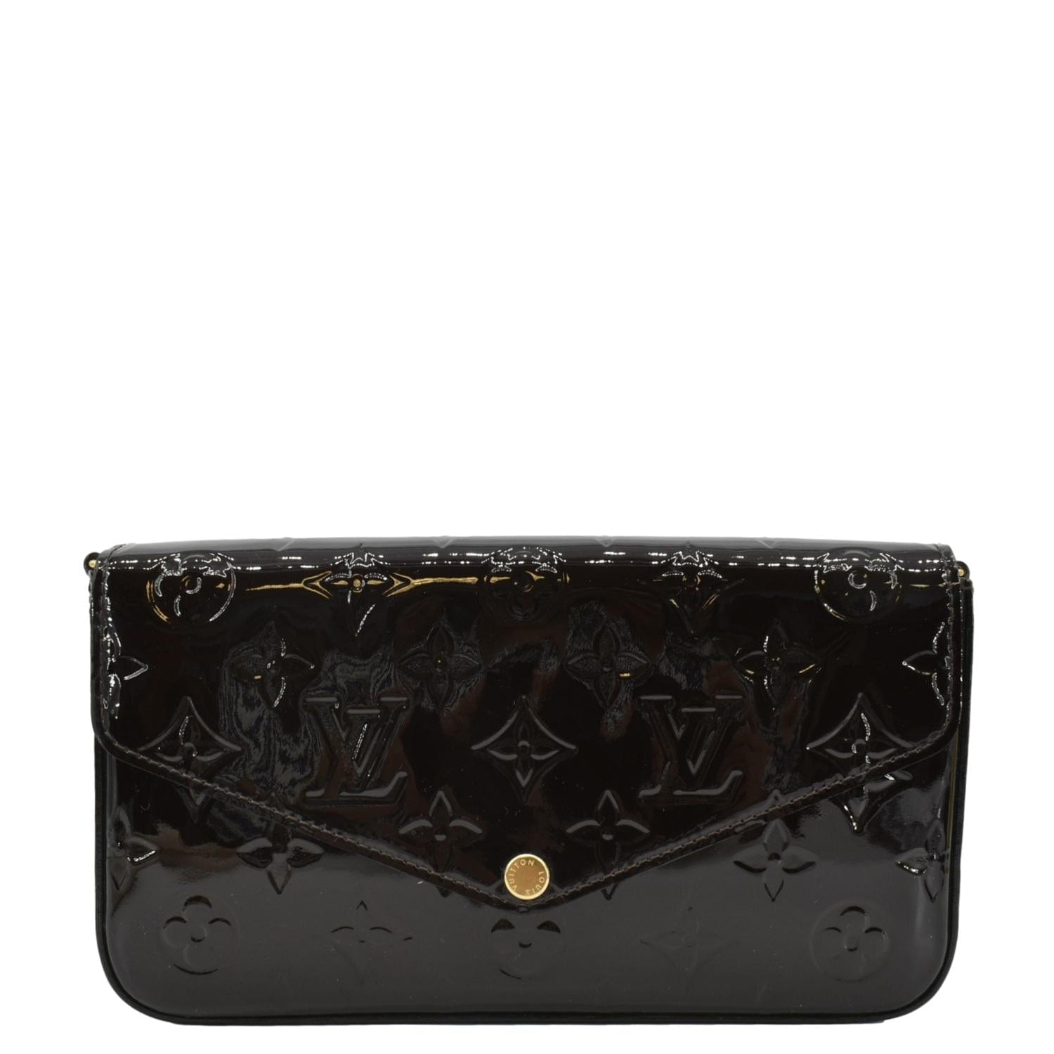LOUIS VUITTON Felicie Pochette Monogram Vernis Crossbody Bag Amarante