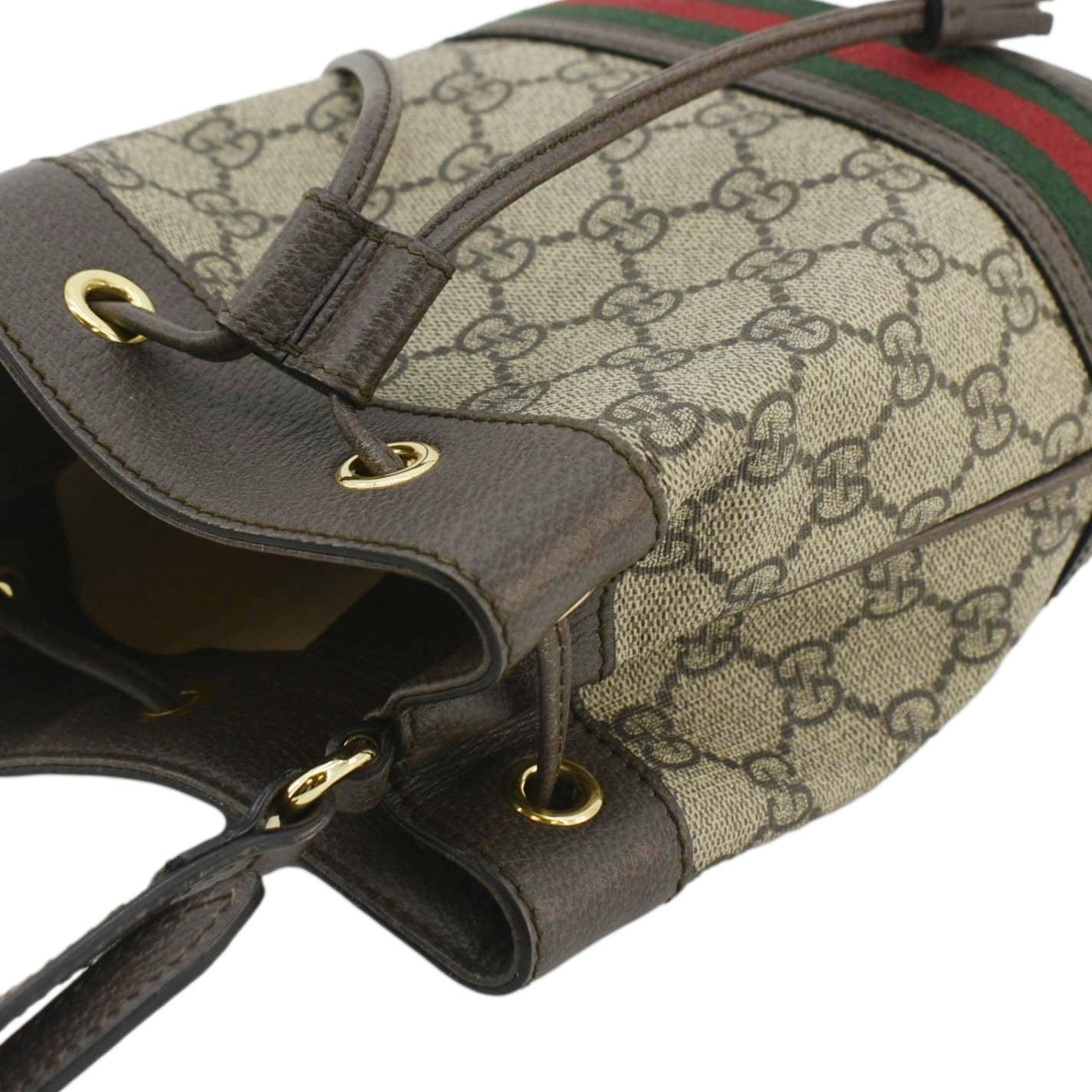 GUCCI Ophidia Mini Gucci Supreme Crossbody Bucket Bag Beige 550620