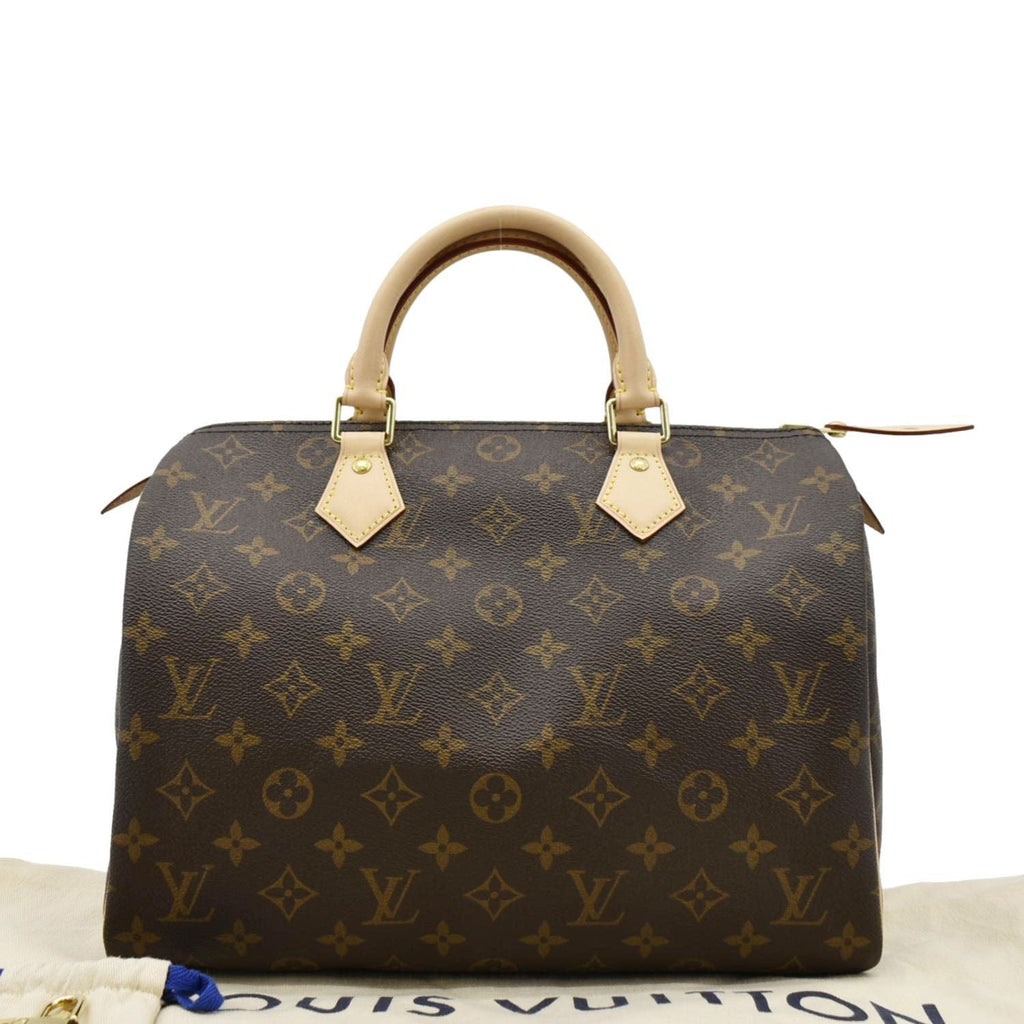 LOUIS VUITTON Speedy 30 Monogram Canvas Satchel Bag Brown
