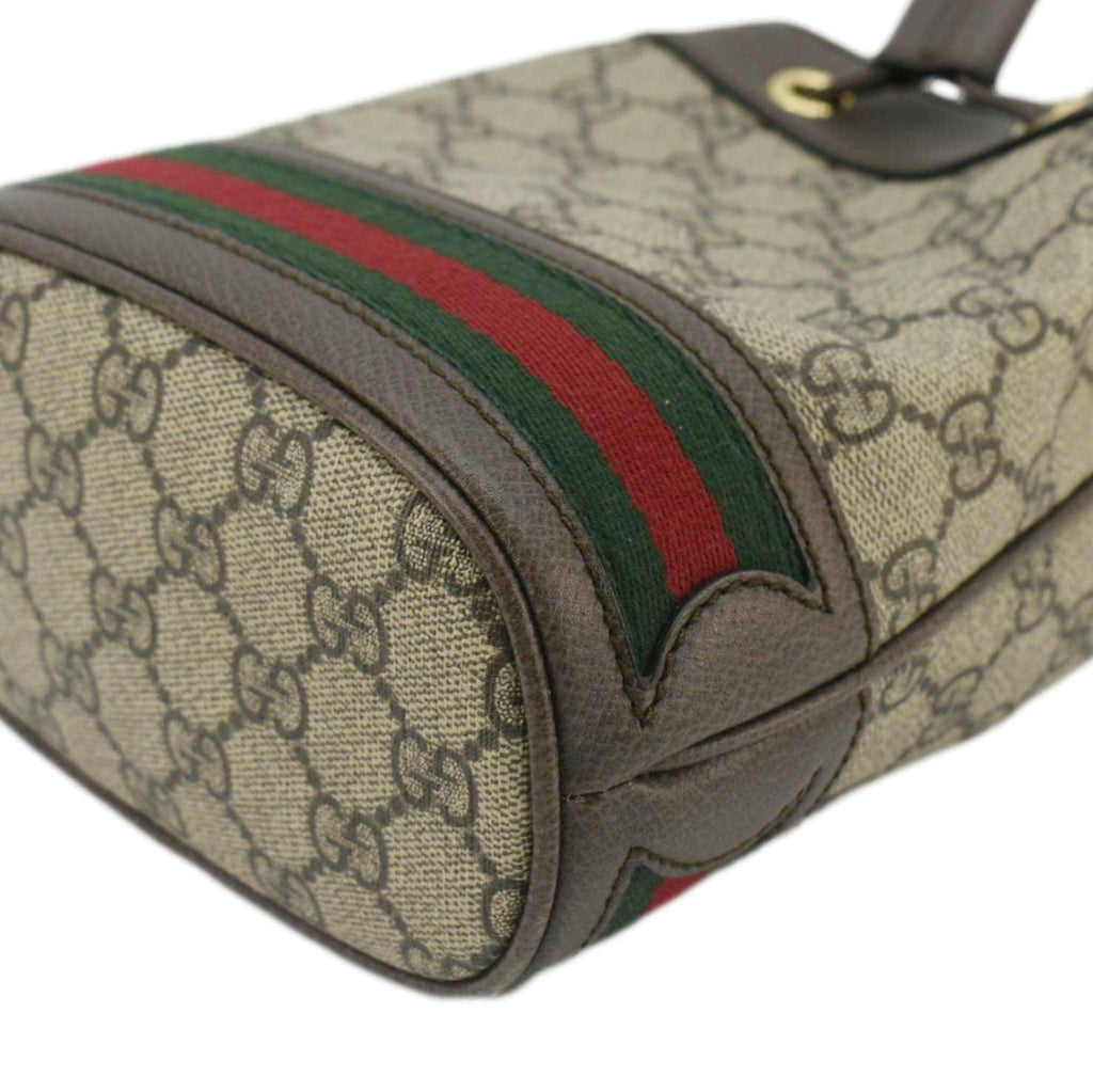 GUCCI Ophidia Mini Gucci Supreme Crossbody Bucket Bag Beige 550620
