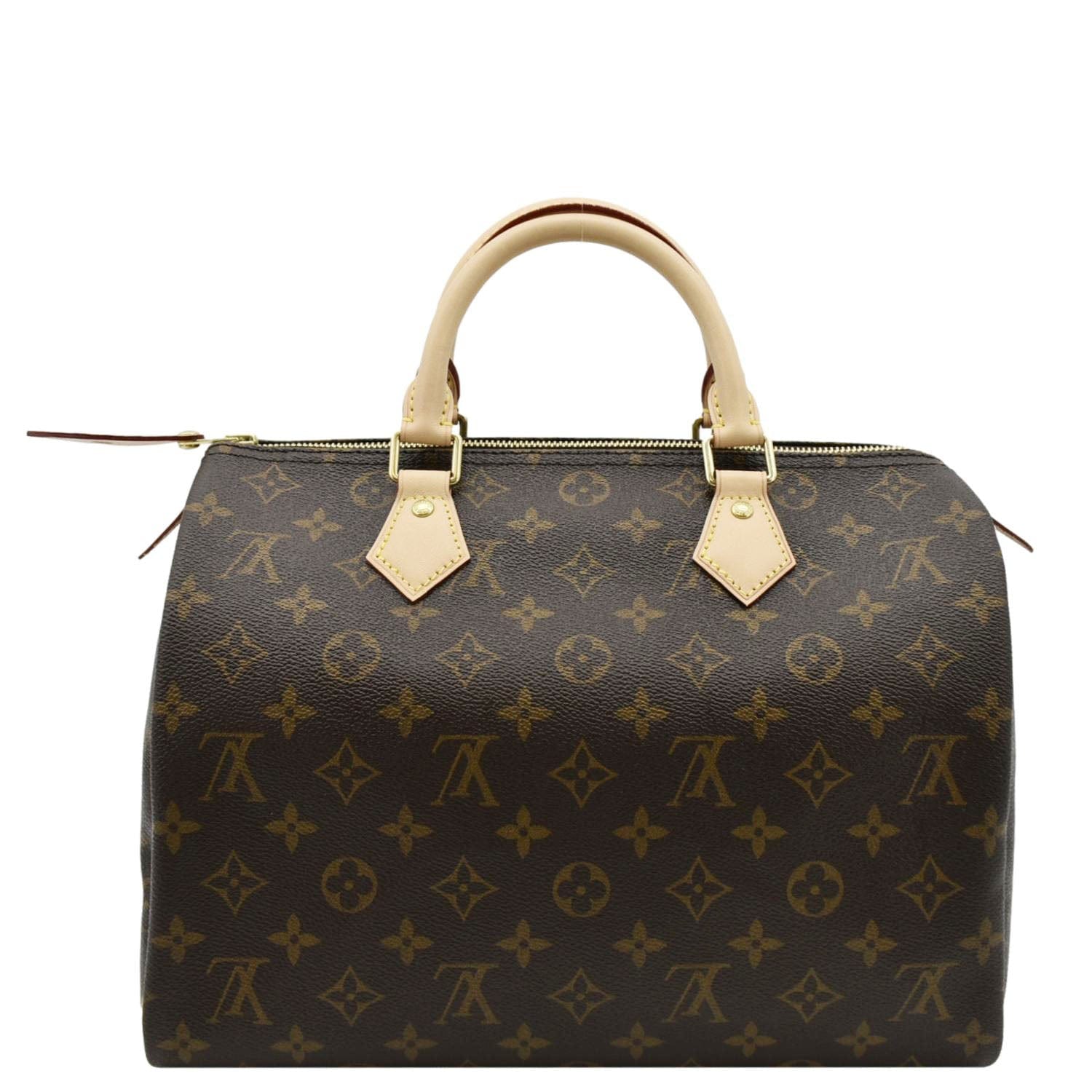LOUIS VUITTON Speedy 30 Monogram Canvas Satchel Bag Brown
