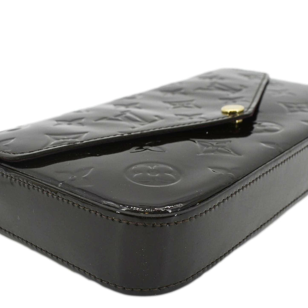LOUIS VUITTON Felicie Pochette Monogram Vernis Crossbody Bag Amarante