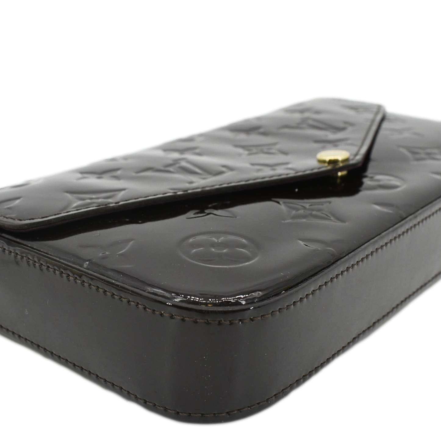 LOUIS VUITTON Felicie Pochette Monogram Vernis Crossbody Bag Amarante