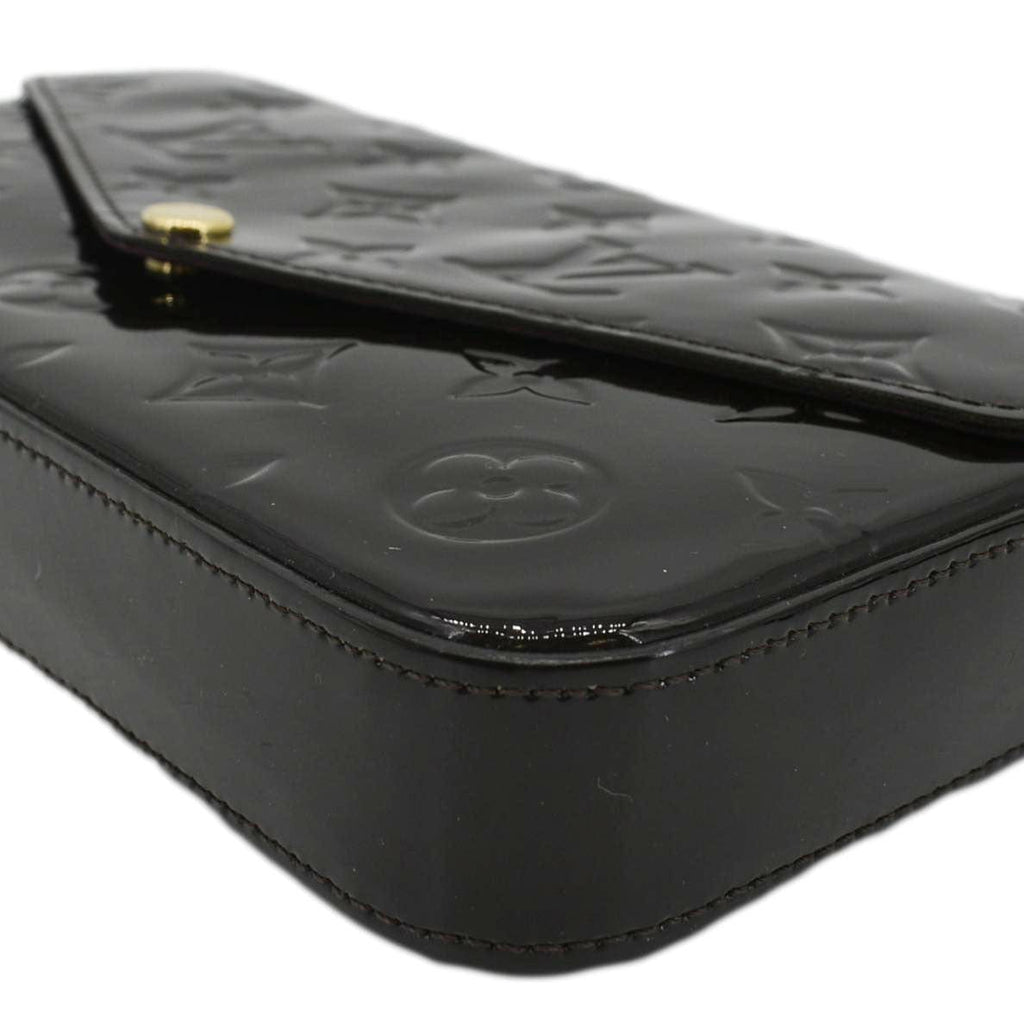LOUIS VUITTON Felicie Pochette Monogram Vernis Crossbody Bag Amarante