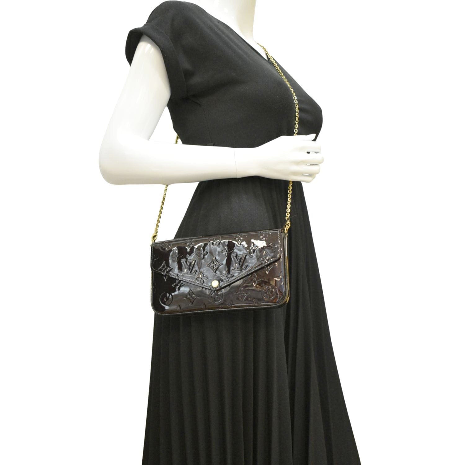 LOUIS VUITTON Felicie Pochette Monogram Vernis Crossbody Bag Amarante