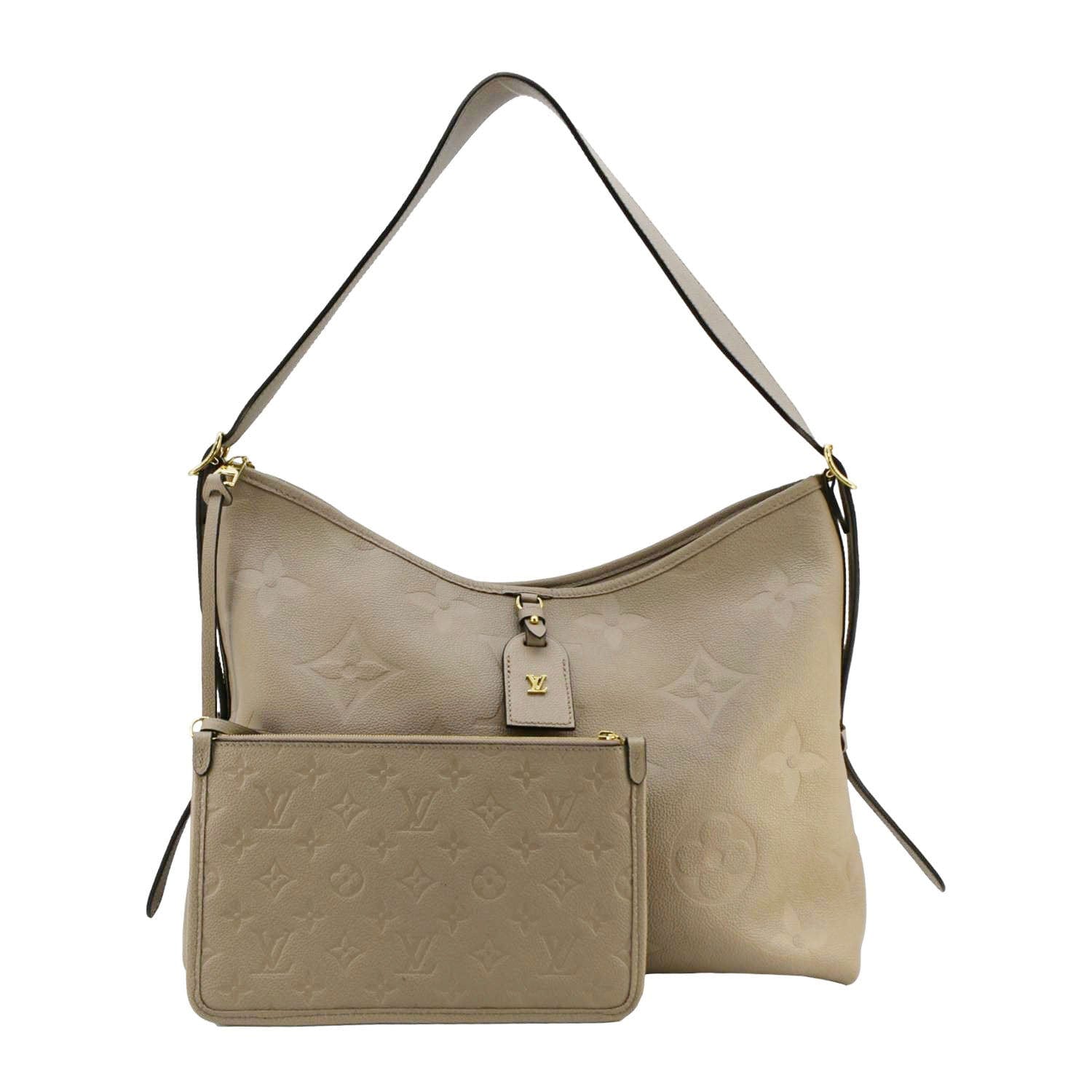LOUIS VUITTON Carryall MM Empreinte Leather Shoulder Bag Beige