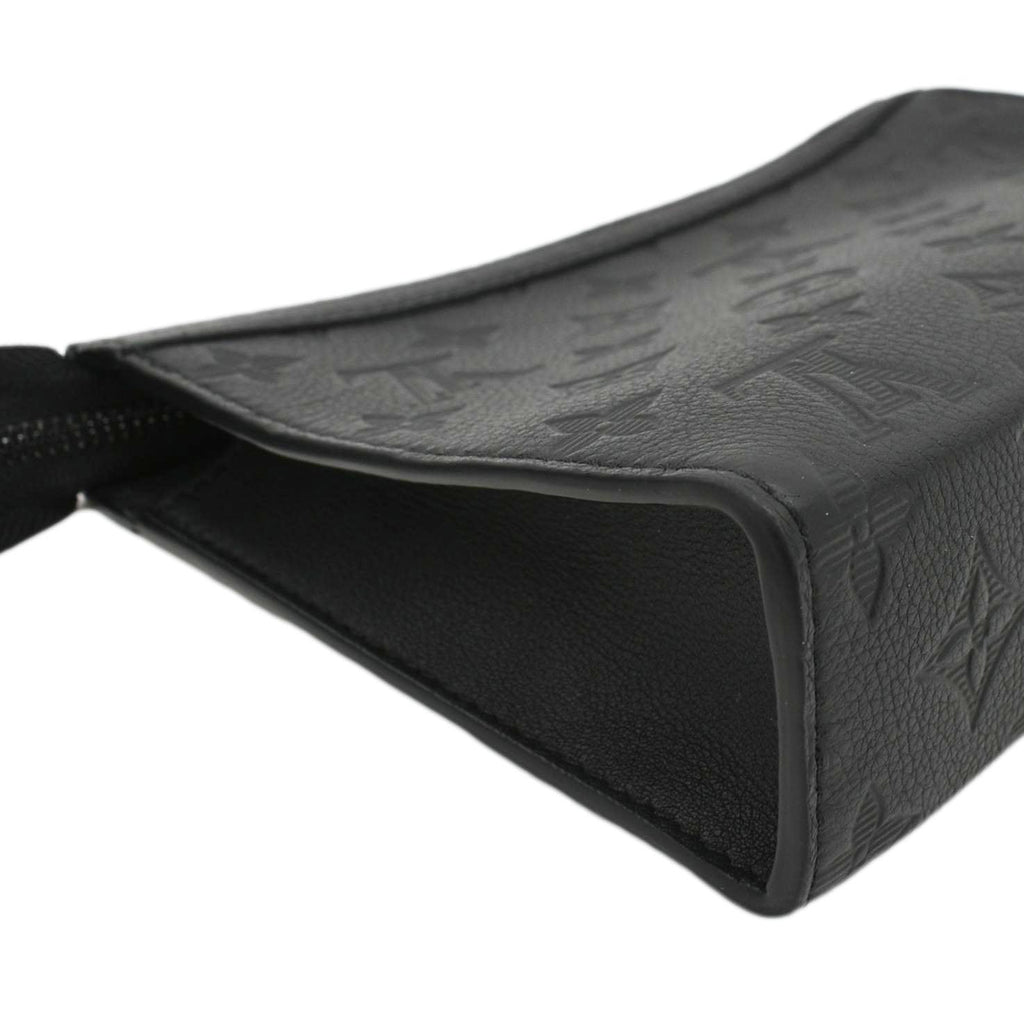 LOUIS VUITTON Gaston Wearable Wallet Monogram Shadow Leather Crossbody Bag Black