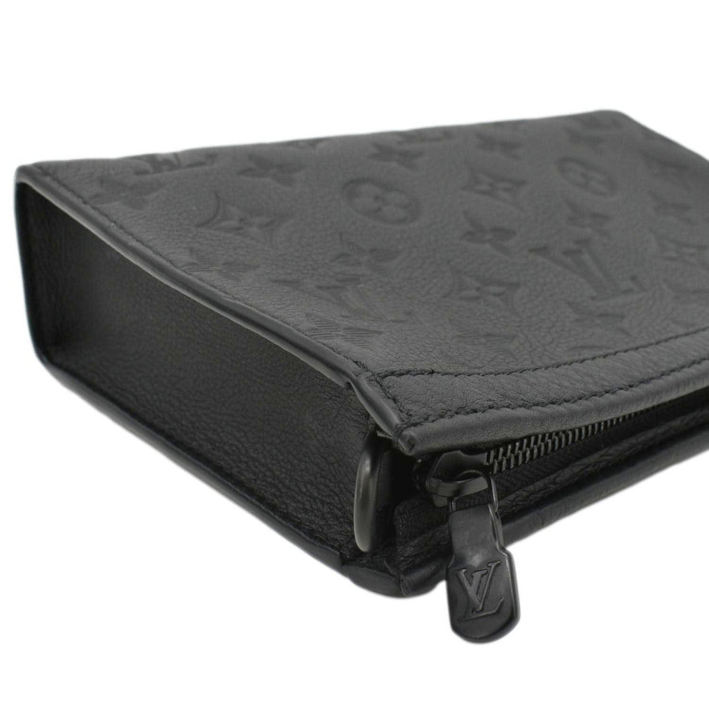 LOUIS VUITTON Gaston Wearable Wallet Monogram Shadow Leather Crossbody Bag Black