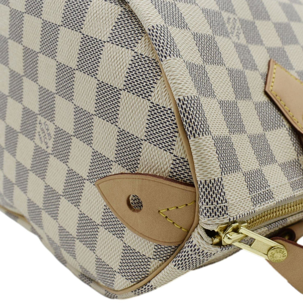 LOUIS VUITTON Speedy 30 Damier Azur Satchel Bag White