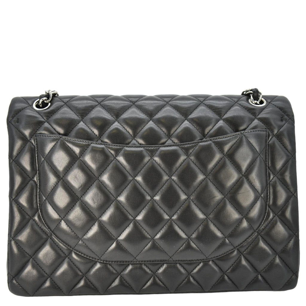Chanel Classic Maxi Double Flap Quilted Leather Crossbody Bag Black