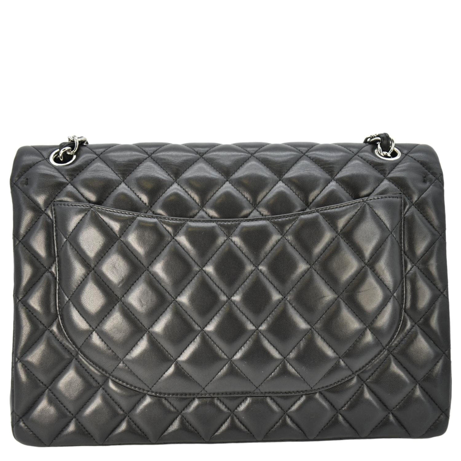 Chanel Classic Maxi Double Flap Quilted Leather Crossbody Bag Black
