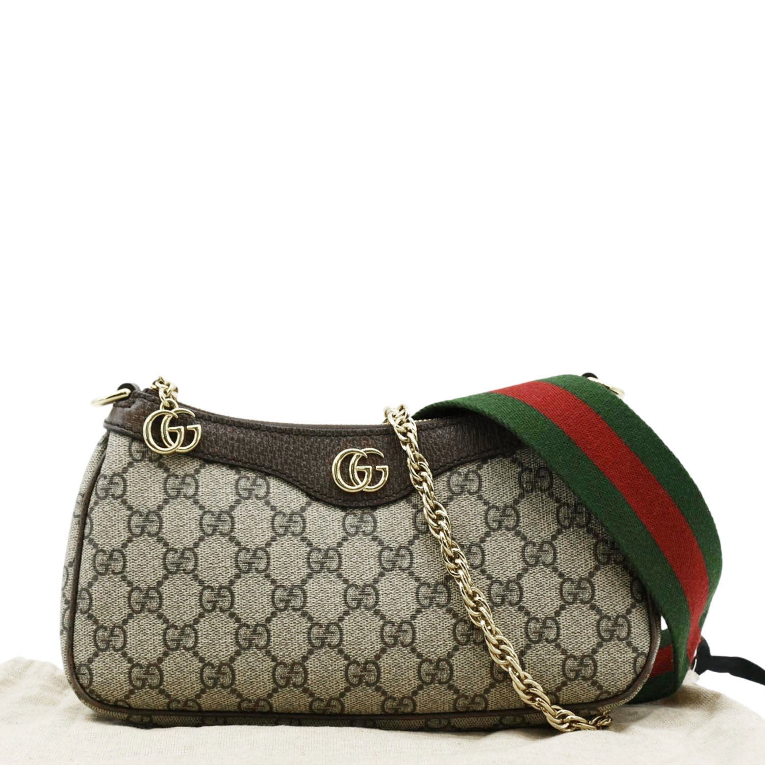 GUCCI Ophidia Web Small Gucci Supreme Canvas Shoulder Bag Beige 735132