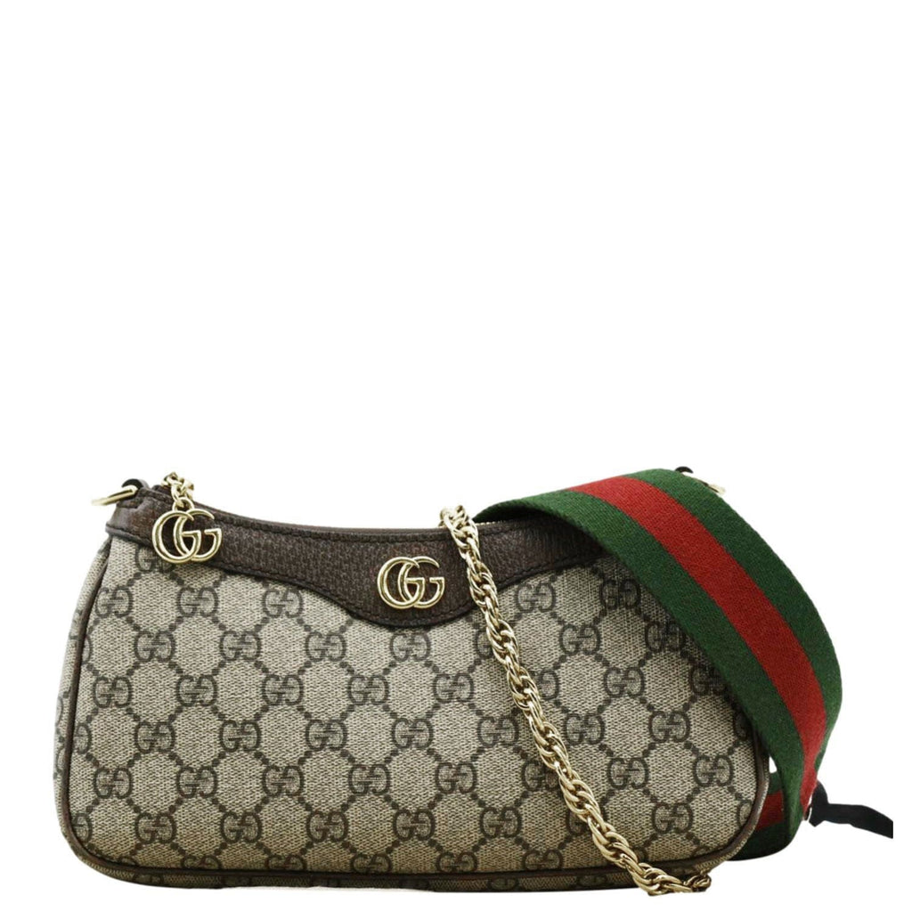 GUCCI Ophidia Web Small Gucci Supreme Canvas Shoulder Bag Beige 735132