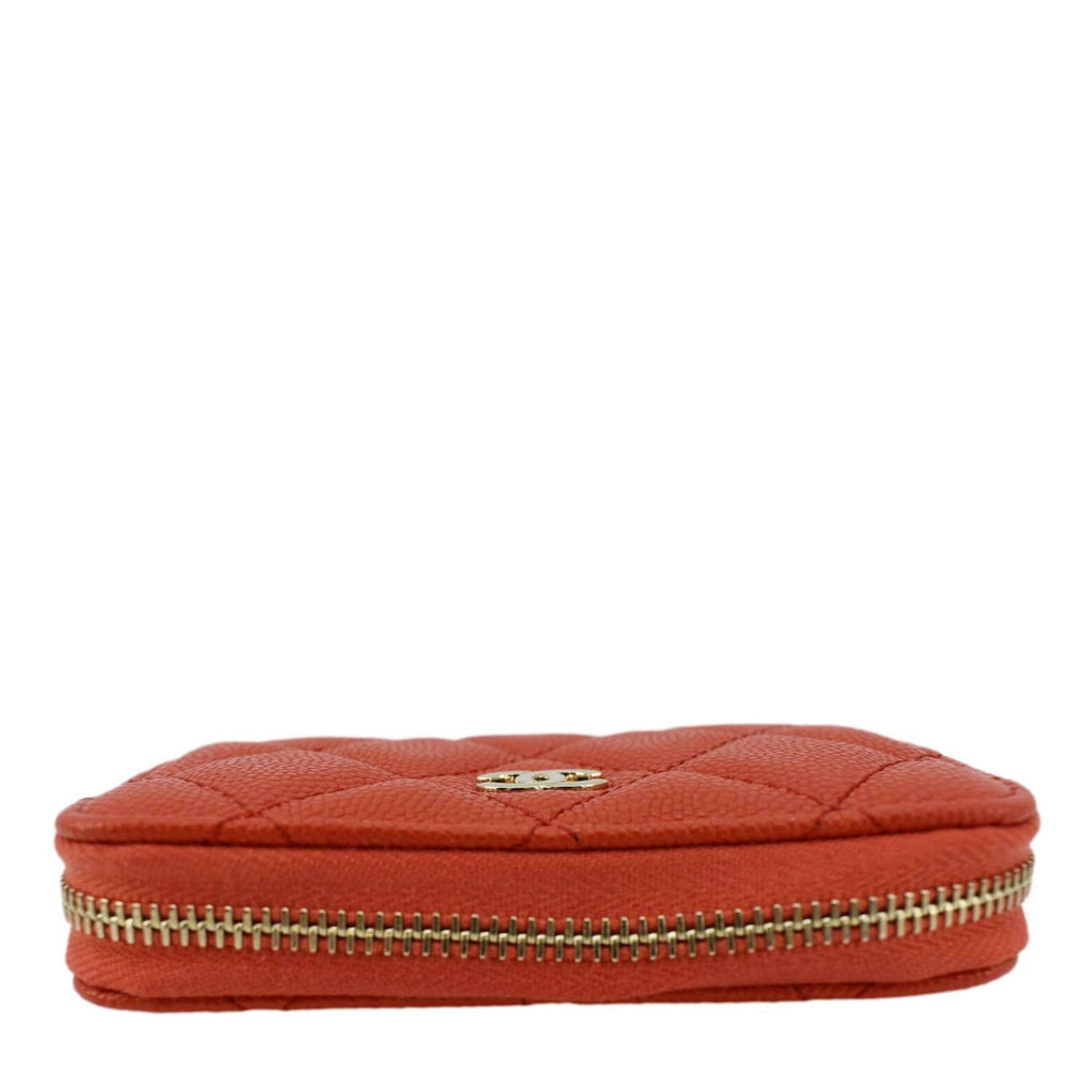 Chanel Zipped Quilted Caviar Leather Coin Purse Red