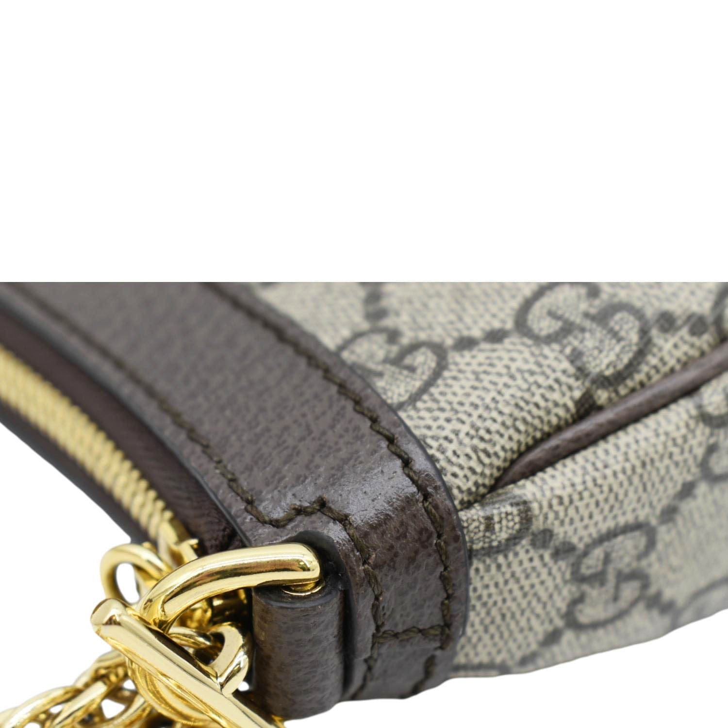 GUCCI Ophidia Web Small Gucci Supreme Canvas Shoulder Bag Beige 735132