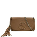 GUCCI Soho Gucci Flap Leather Chain Crossbody Bag Rose Beige 536224