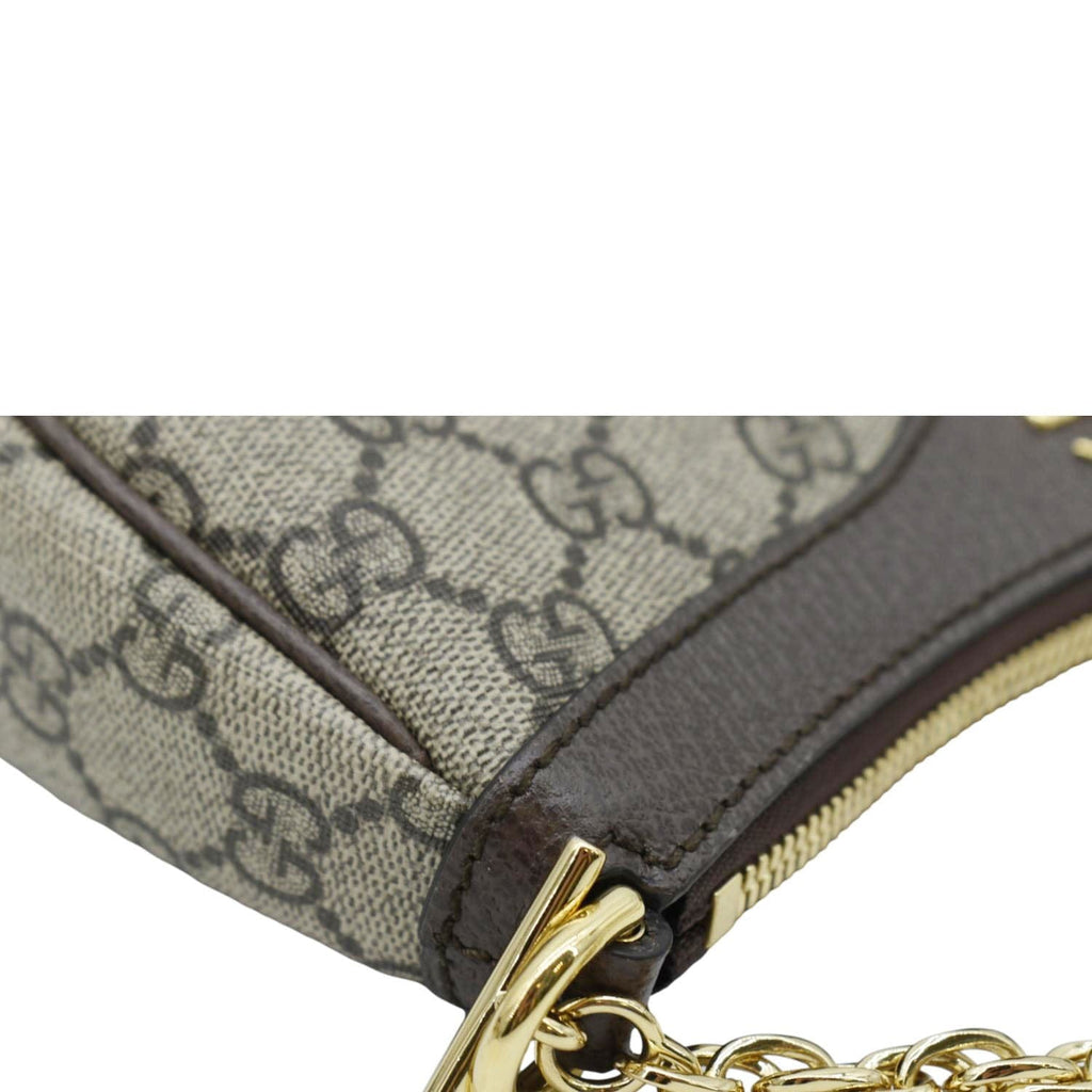 GUCCI Ophidia Web Small Gucci Supreme Canvas Shoulder Bag Beige 735132