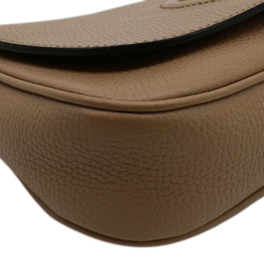GUCCI Soho Gucci Flap Leather Chain Crossbody Bag Rose Beige 536224