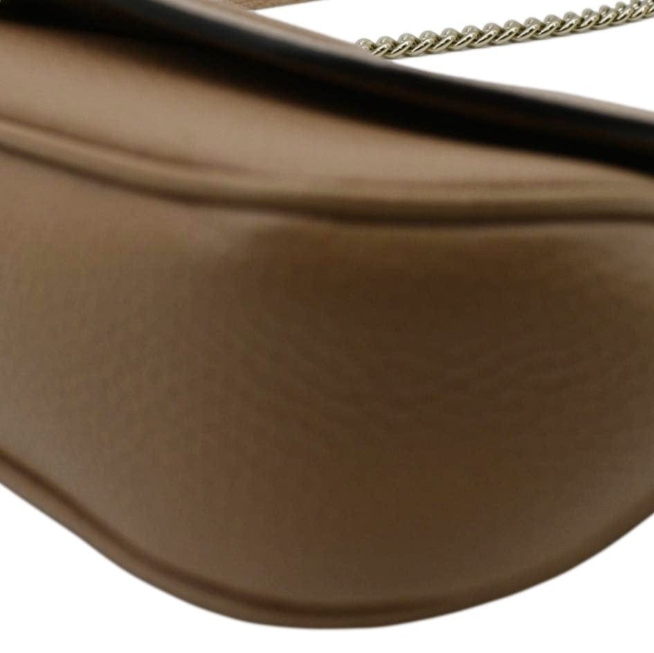 GUCCI Soho Gucci Flap Leather Chain Crossbody Bag Rose Beige 536224