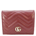GUCCI Marmont Gucci Matelasse Leather Card Case Wallet Red 466492