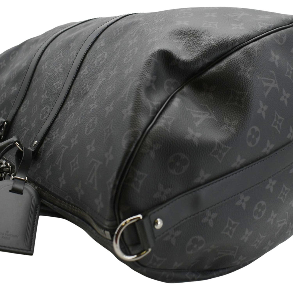 LOUIS VUITTON Keepall 55 Bandouliere Monogram Eclipse Travel Bag Black