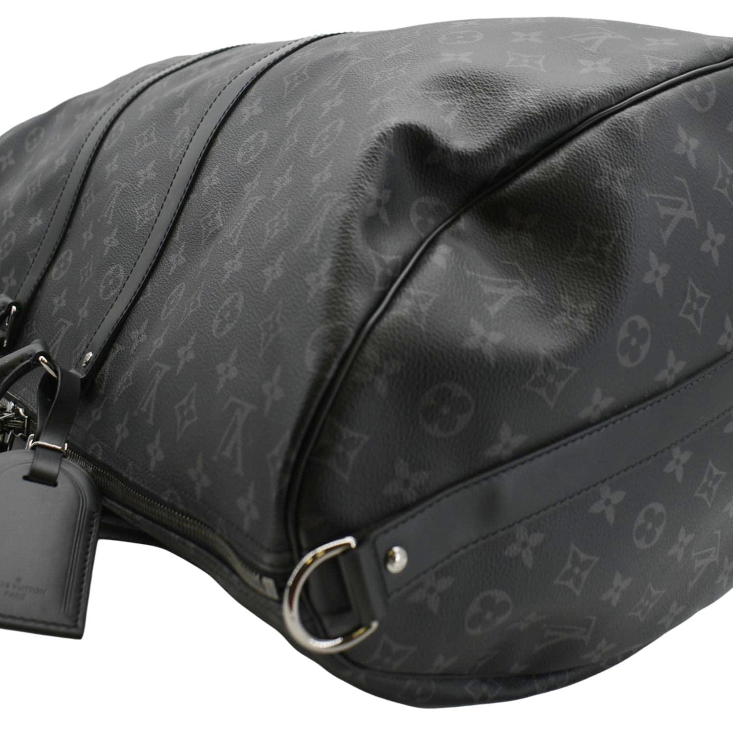 LOUIS VUITTON Keepall 55 Bandouliere Monogram Eclipse Travel Bag Black