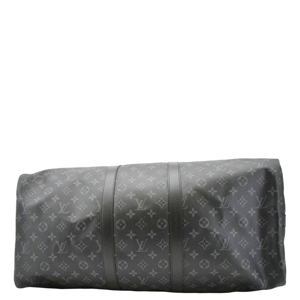 LOUIS VUITTON Keepall 55 Bandouliere Monogram Eclipse Travel Bag Black