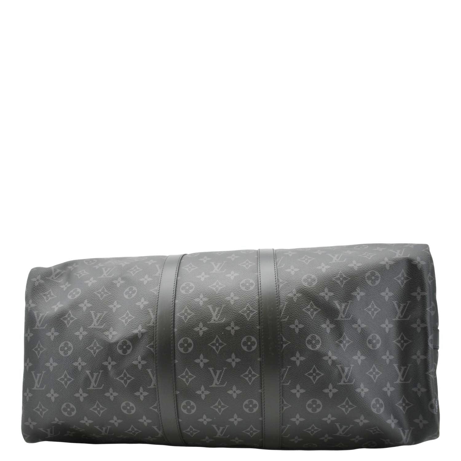 LOUIS VUITTON Keepall 55 Bandouliere Monogram Eclipse Travel Bag Black