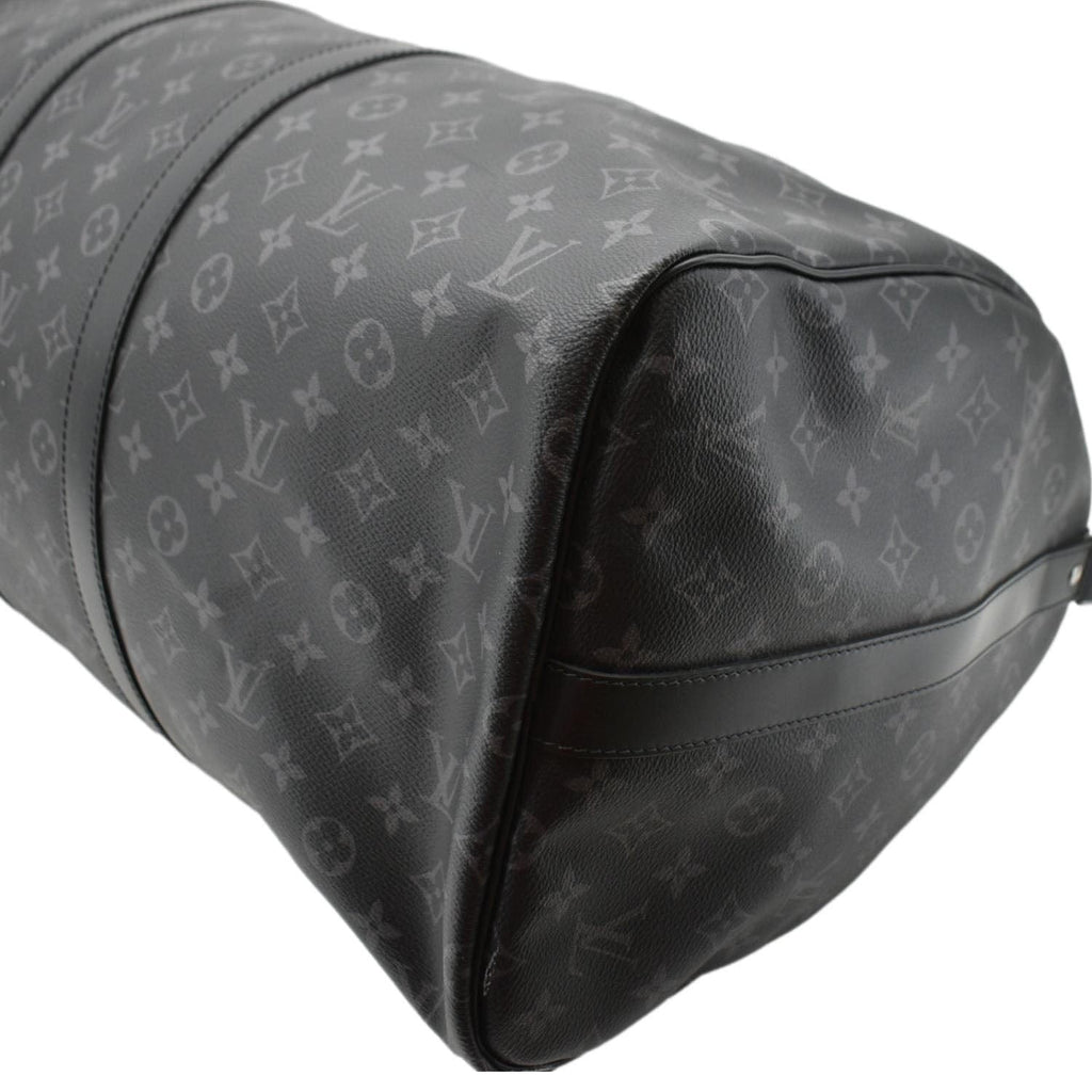 LOUIS VUITTON Keepall 55 Bandouliere Monogram Eclipse Travel Bag Black