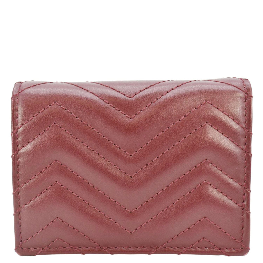 GUCCI Marmont Gucci Matelasse Leather Card Case Wallet Red 466492