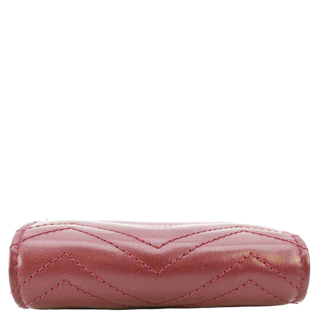 GUCCI Marmont Gucci Matelasse Leather Card Case Wallet Red 466492