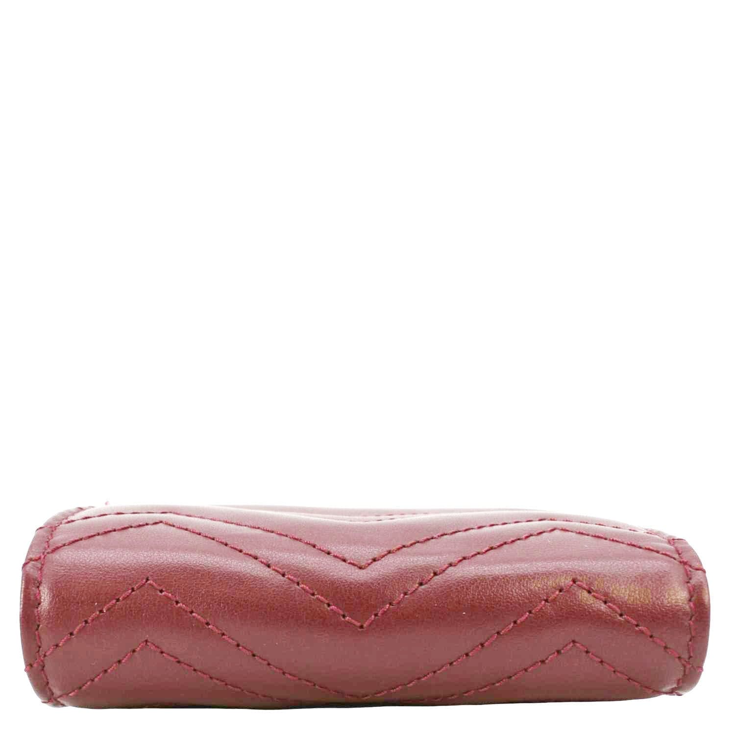 GUCCI Marmont Gucci Matelasse Leather Card Case Wallet Red 466492