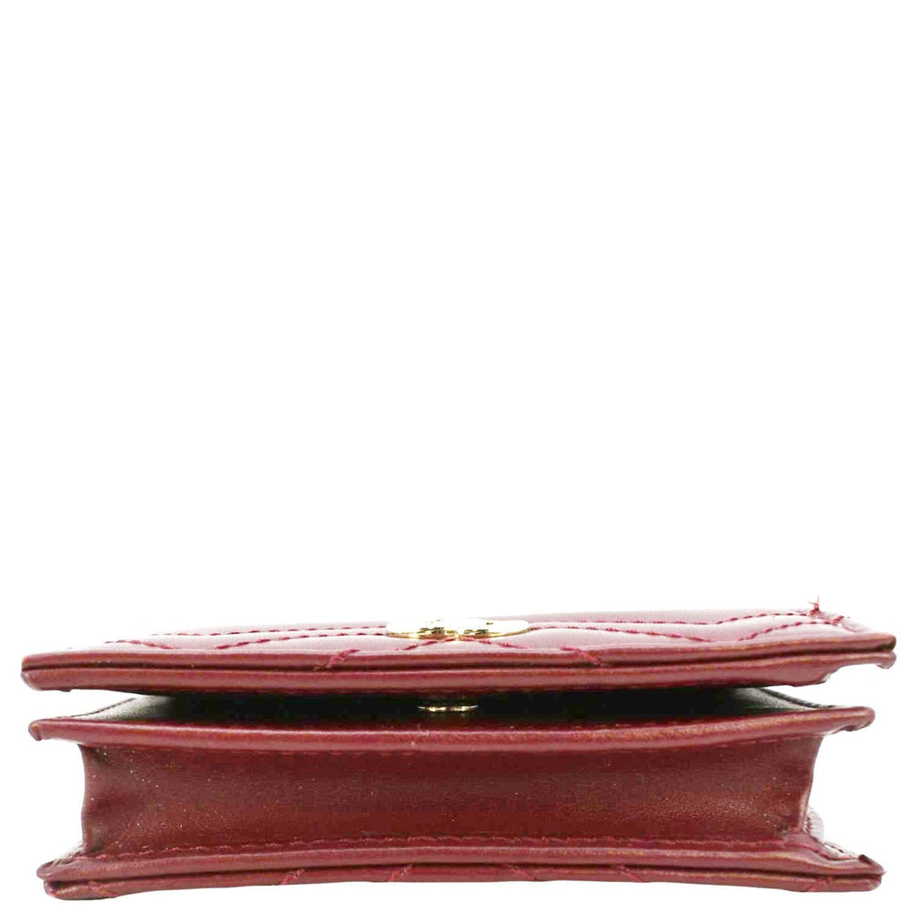 GUCCI Marmont Gucci Matelasse Leather Card Case Wallet Red 466492