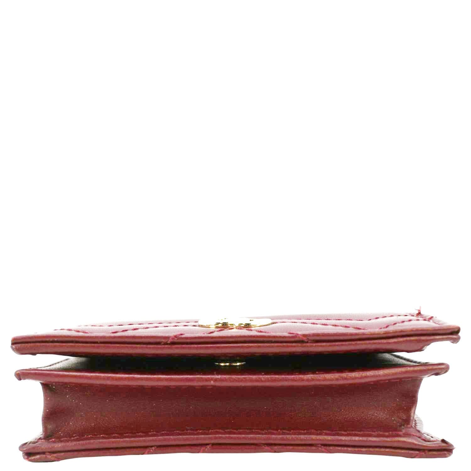 GUCCI Marmont Gucci Matelasse Leather Card Case Wallet Red 466492