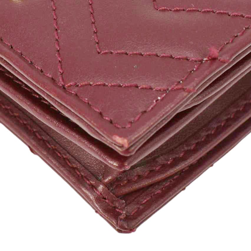 GUCCI Marmont Gucci Matelasse Leather Card Case Wallet Red 466492