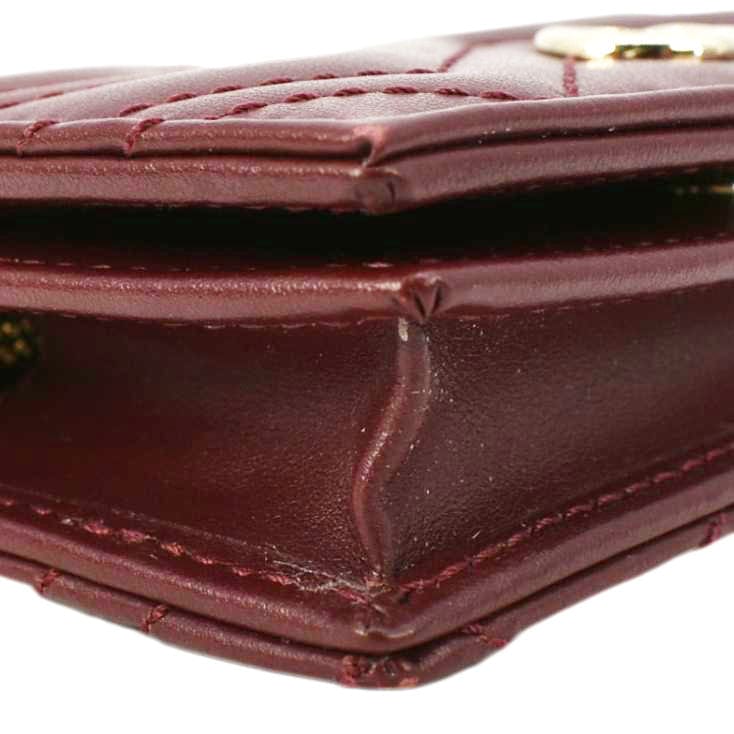 GUCCI Marmont Gucci Matelasse Leather Card Case Wallet Red 466492
