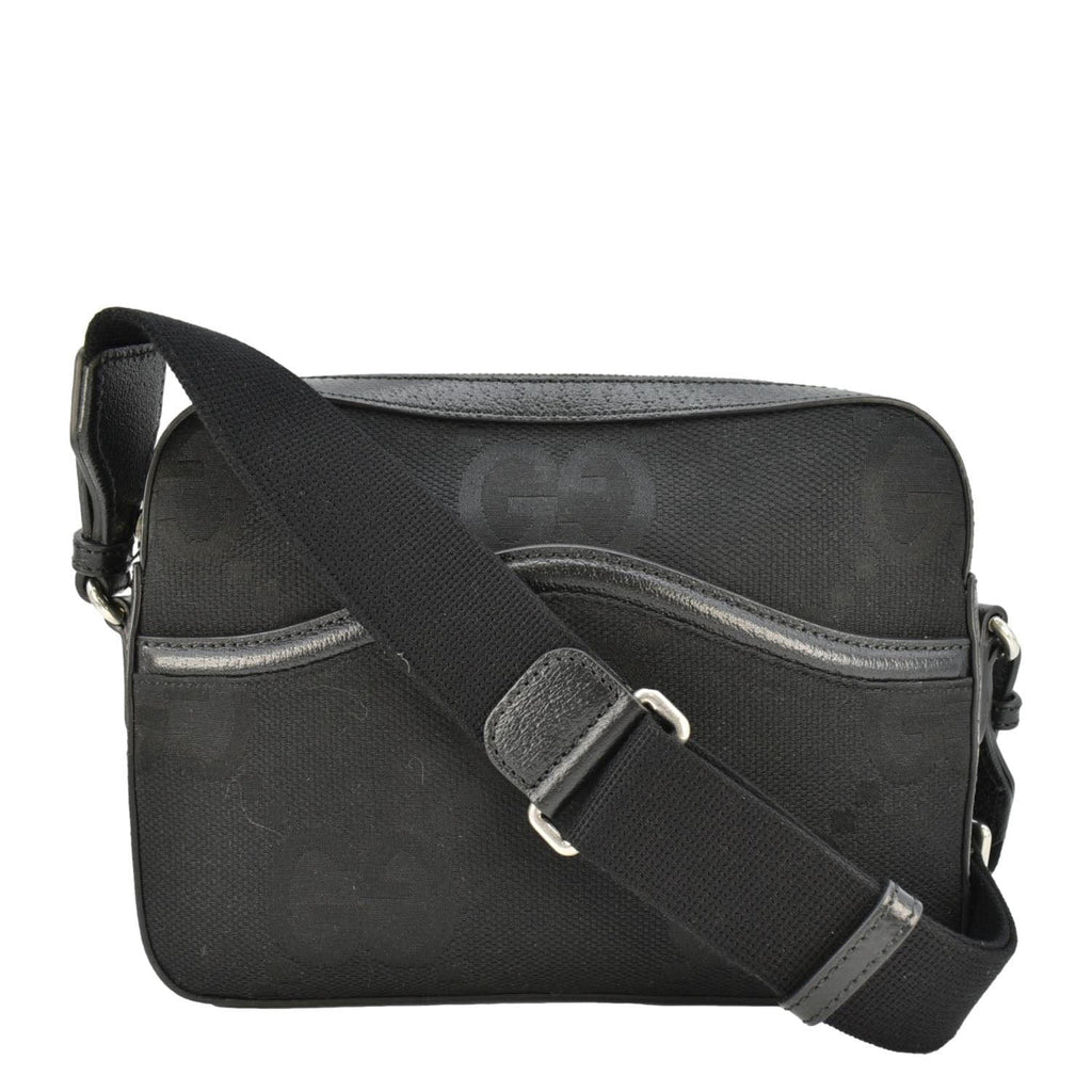 GUCCI  jumbo Gucci Canvas Messenger Bag Black 675891