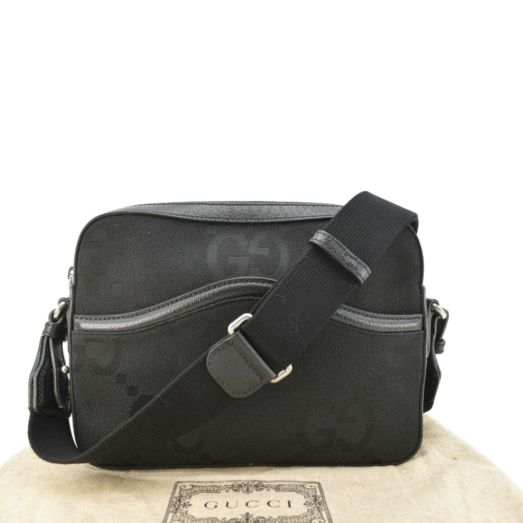 GUCCI  jumbo Gucci Canvas Messenger Bag Black 675891
