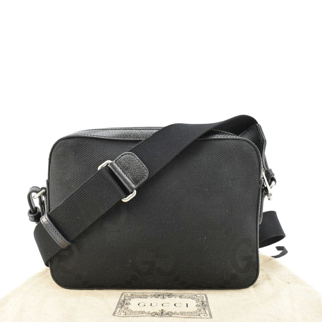 GUCCI  jumbo Gucci Canvas Messenger Bag Black 675891