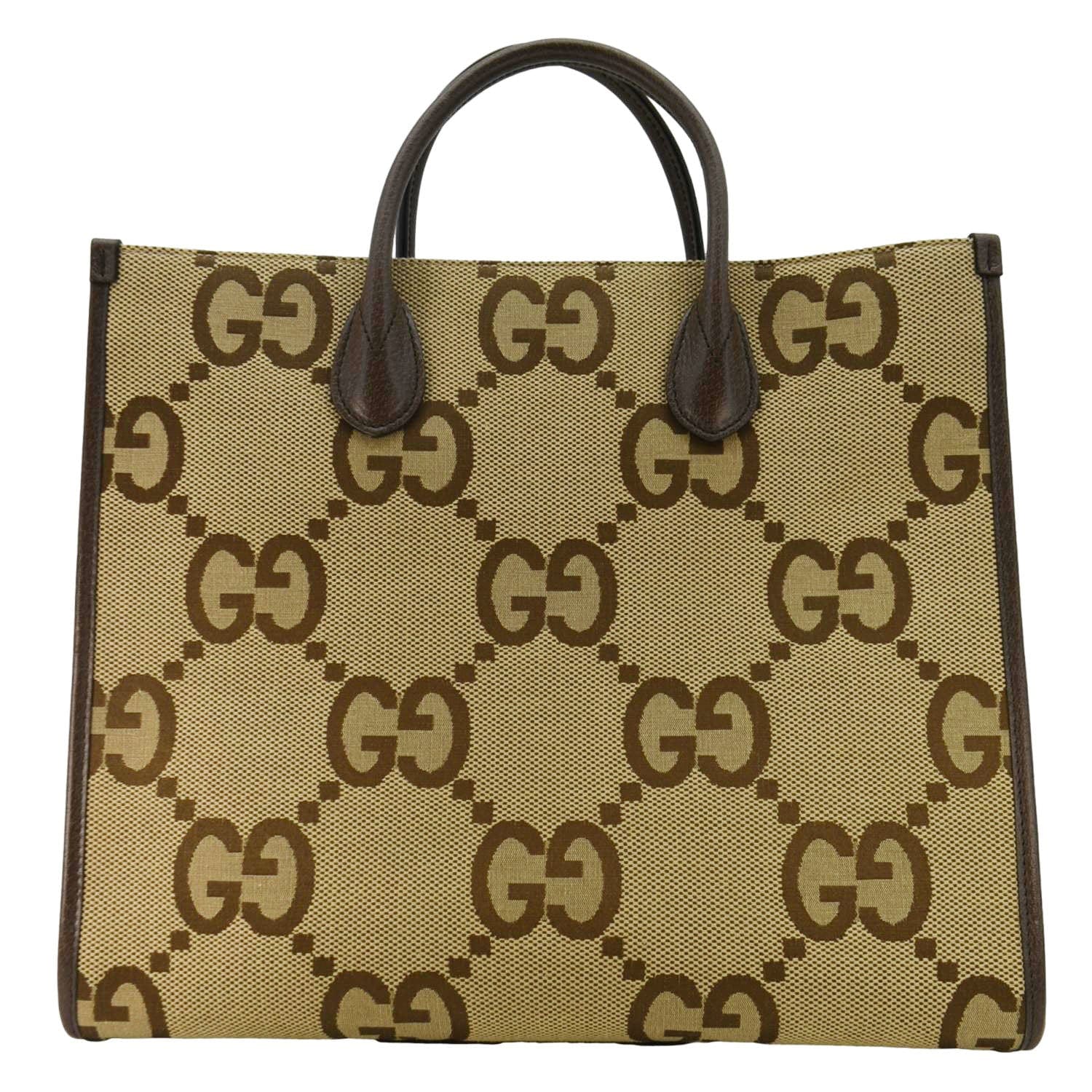 GUCCI Jumbo Gucci Canvas Tote Shoulder Bag Beige 678839