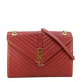 YVES SAINT LAURENT Envelope Large Mixed Matelasse Leather Shoulder Bag Red