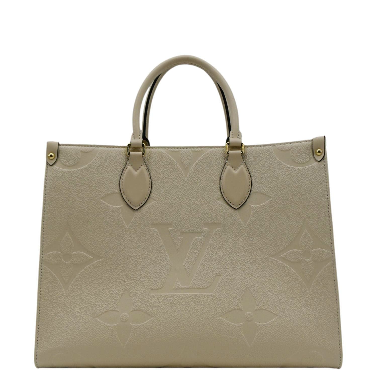 LOUIS VUITTON Onthego MM Monogram Empreinte Leather Tote Bag Cream