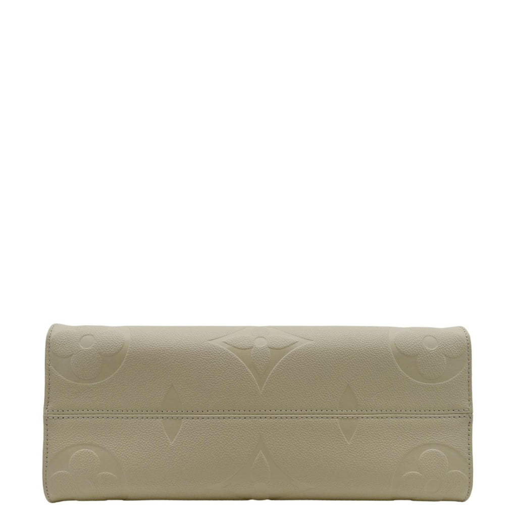 LOUIS VUITTON Onthego MM Monogram Empreinte Leather Tote Bag Cream