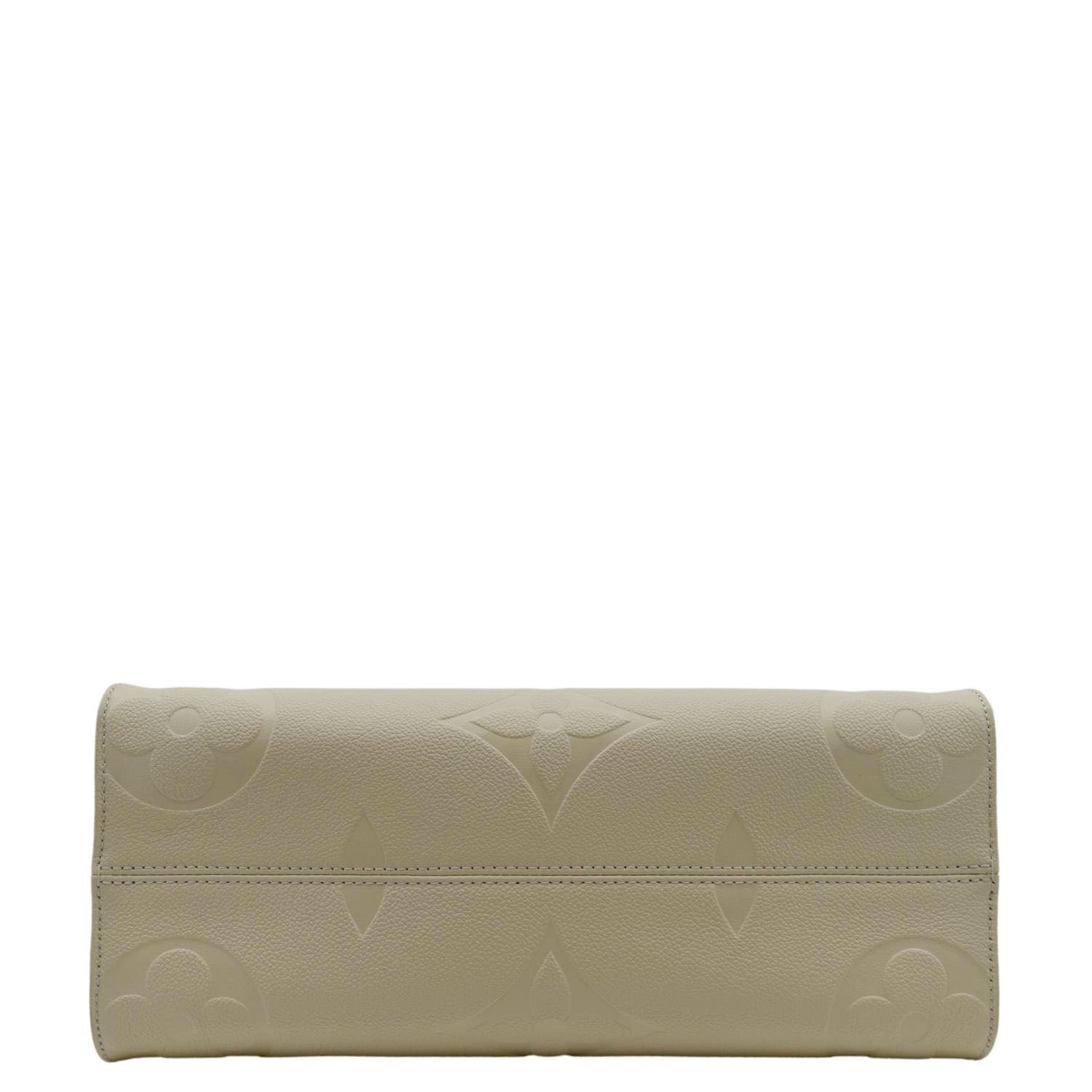 LOUIS VUITTON Onthego MM Monogram Empreinte Leather Tote Bag Cream