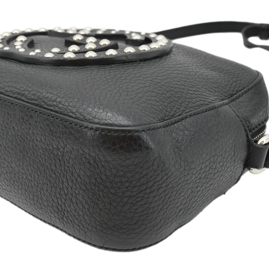GUCCI Soho Disco Studded Leather Crossbody Bag Black 308364