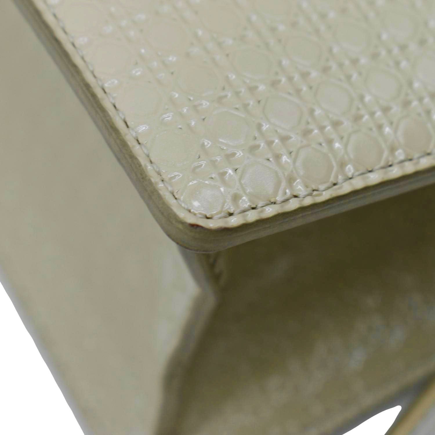 CHRISTIAN DIOR Micro Cannage 30 Montaigne Patent Leather Crossbody Bag Light Beige