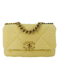Chanel 19 Flap Medium Quilted Tweed Shoulder Bag Beige